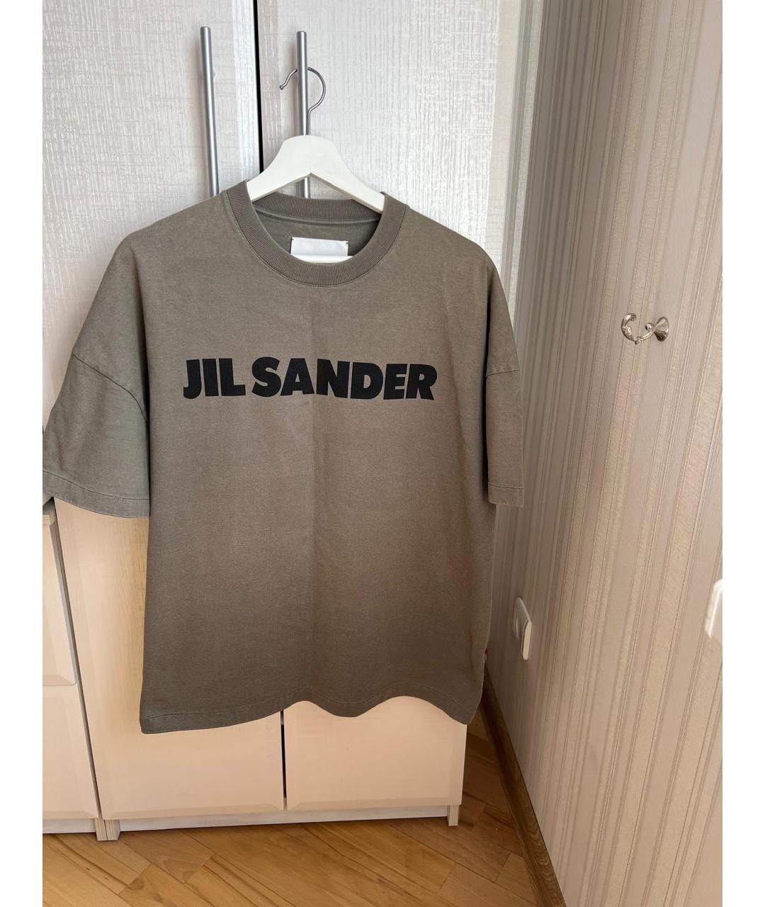 JIL SANDER Хаки хлопковая футболка, фото 5
