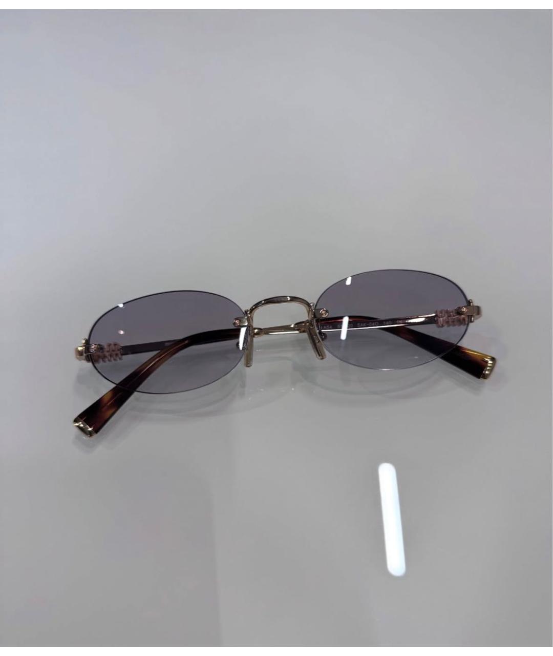 MIU MIU Золотые металлические солнцезащитные очки, фото 4