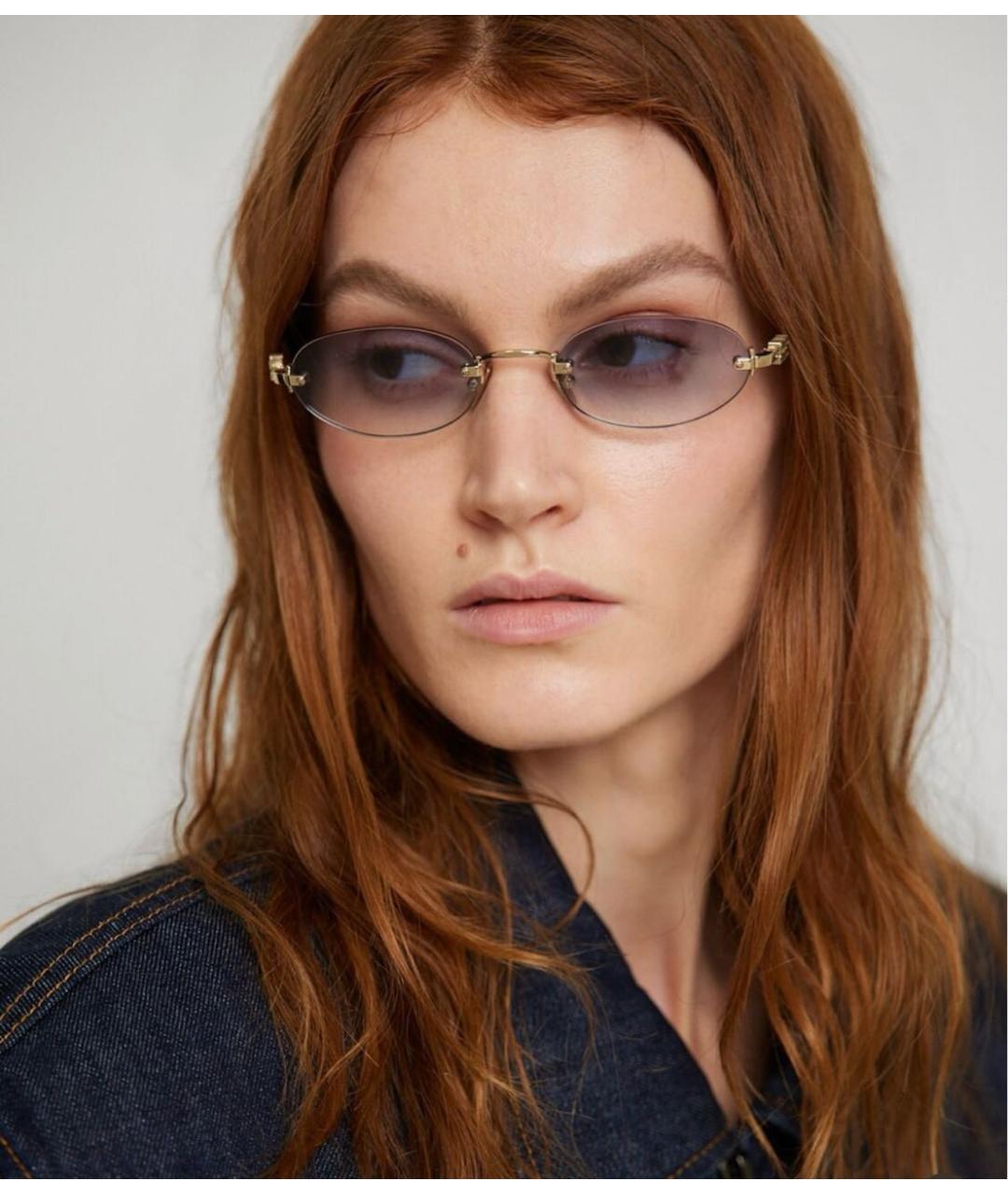 MIU MIU Золотые металлические солнцезащитные очки, фото 5