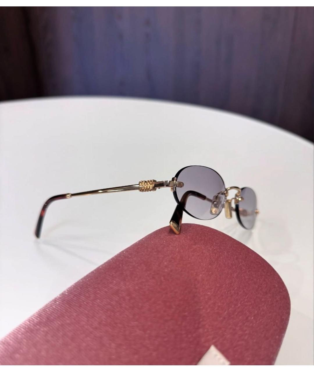MIU MIU Золотые металлические солнцезащитные очки, фото 3