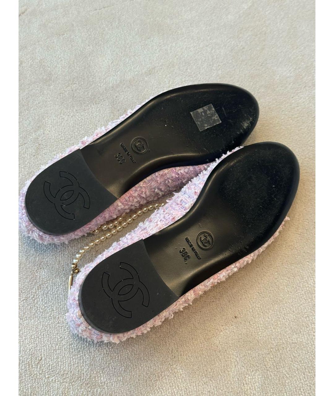 CHANEL Розовые текстильные балетки, фото 6
