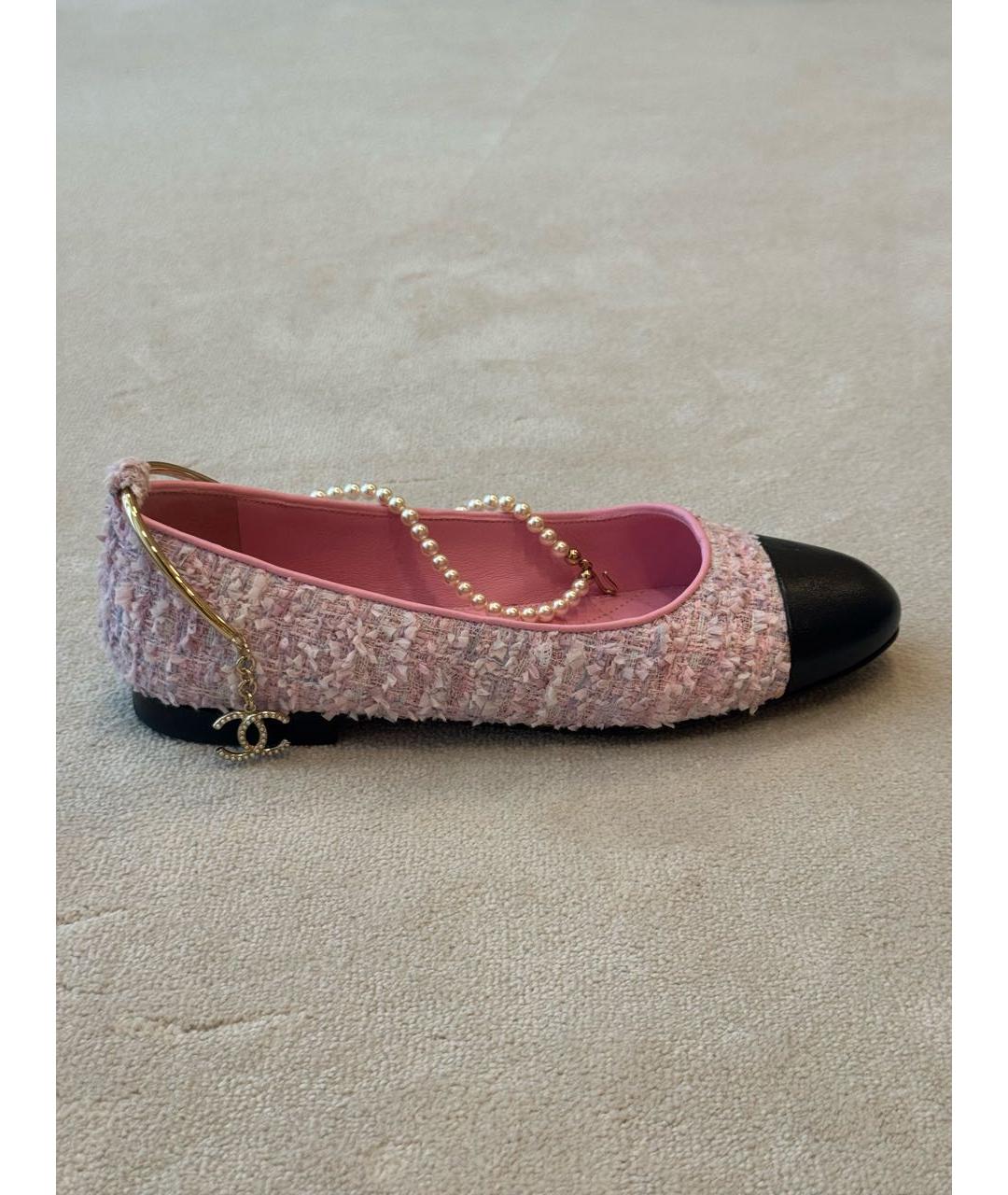CHANEL Розовые текстильные балетки, фото 7