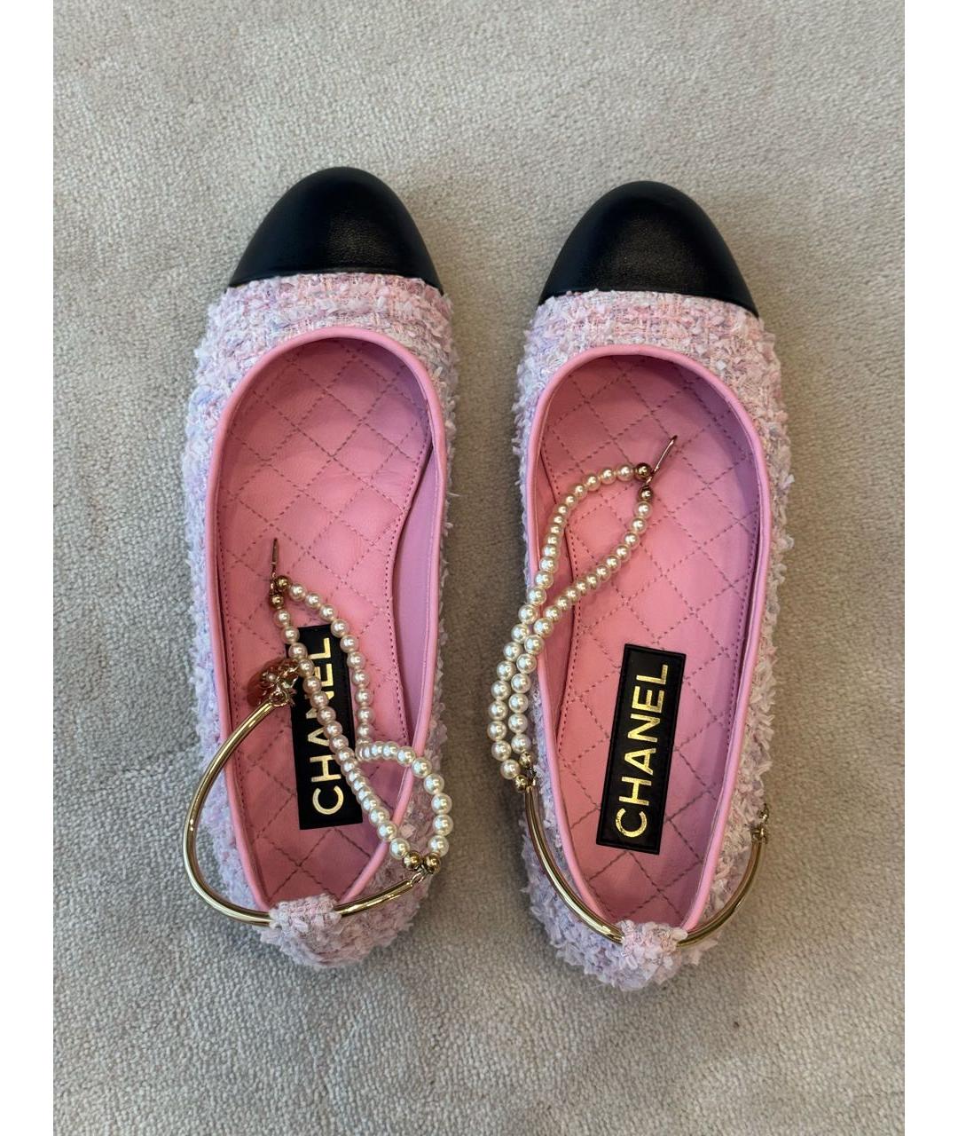 CHANEL Розовые текстильные балетки, фото 3