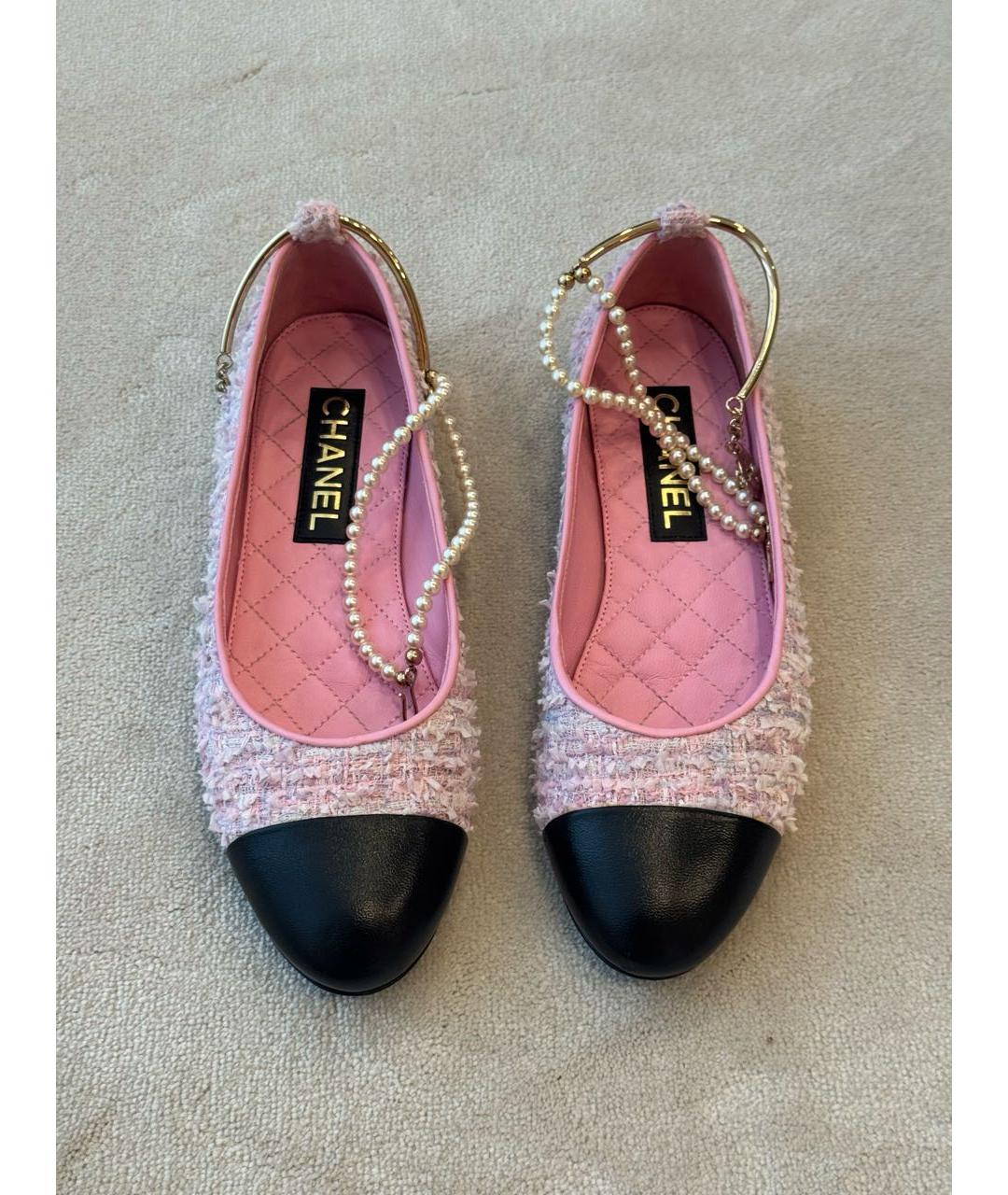 CHANEL Розовые текстильные балетки, фото 2