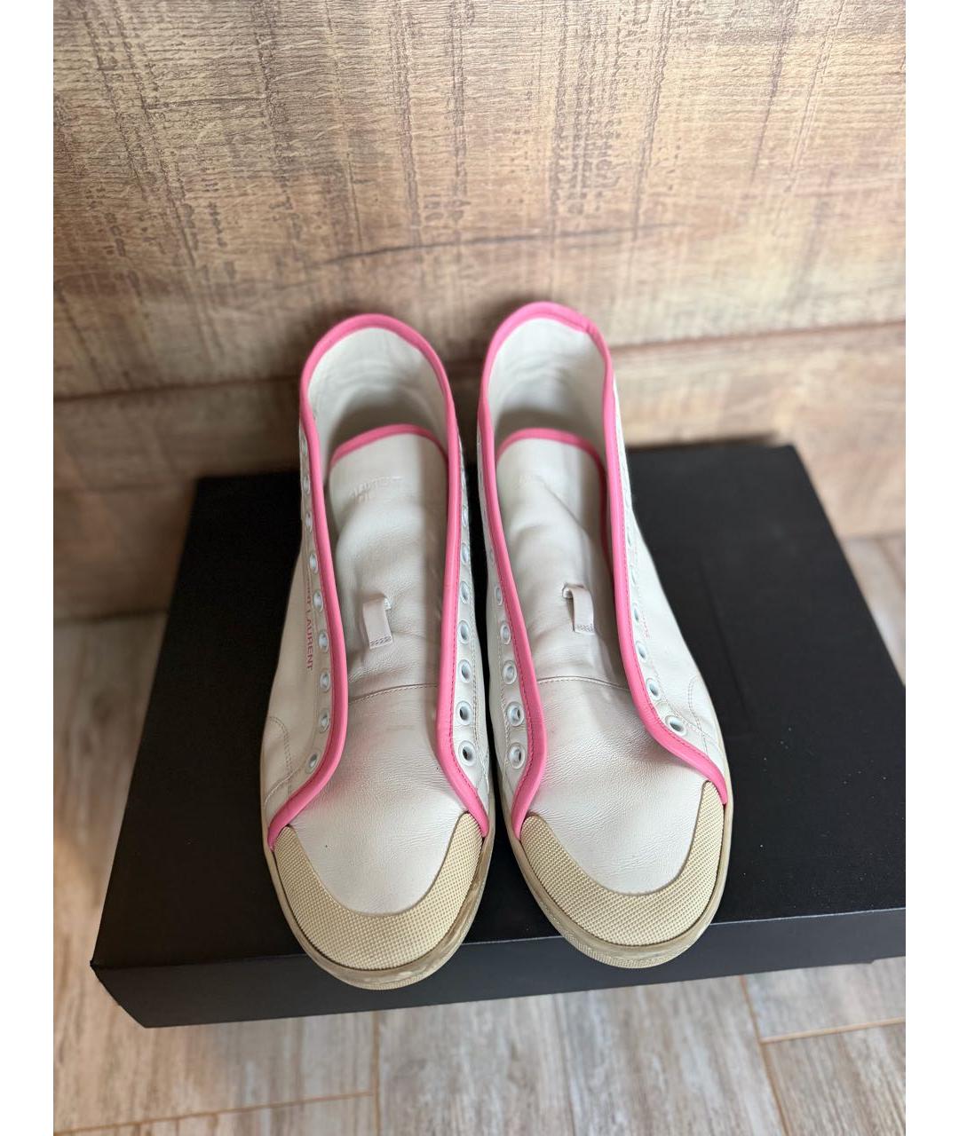 SAINT LAURENT Белые кожаные кеды, фото 2