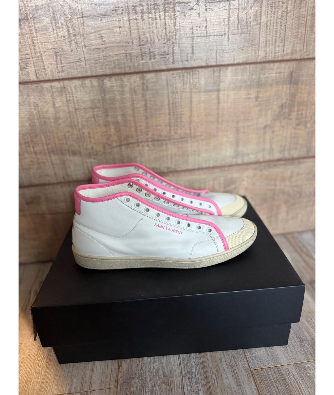 SAINT LAURENT Белые кожаные кеды, фото 9