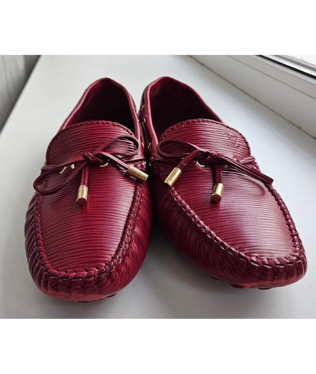 LOUIS VUITTON Красные кожаные мокасины, фото 2