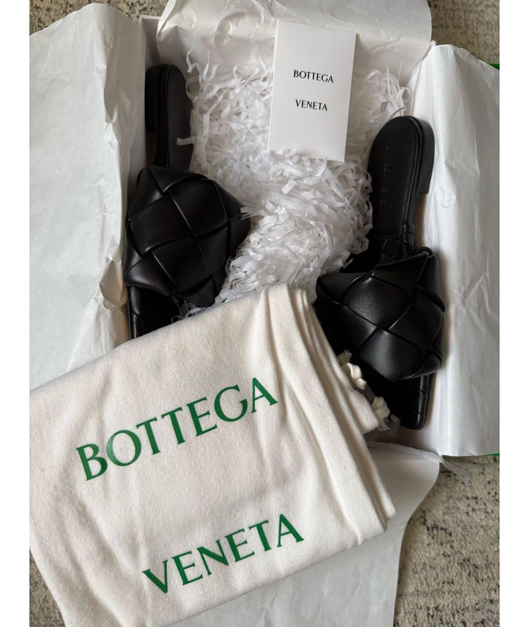 BOTTEGA VENETA Черные кожаные шлепанцы, фото 4