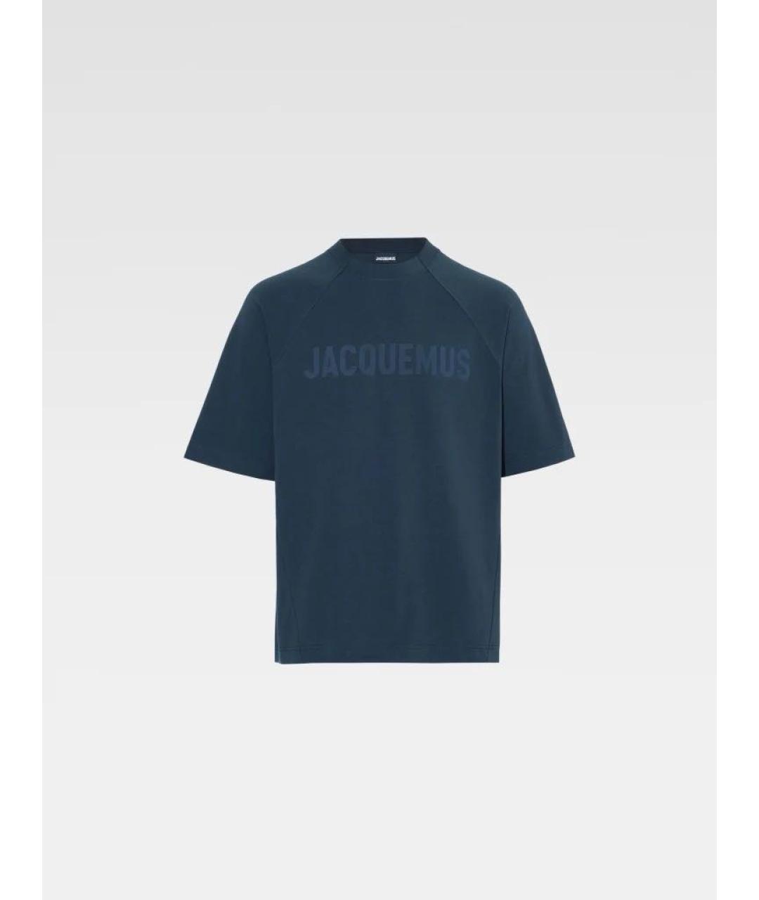 JACQUEMUS Темно-синяя хлопковая футболка, фото 4