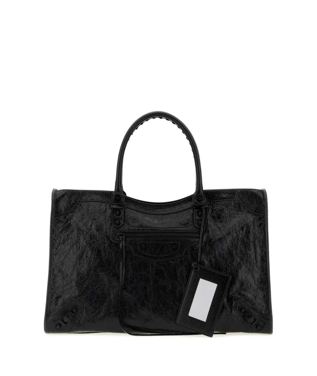BALENCIAGA Черная кожаная сумка тоут, фото 1