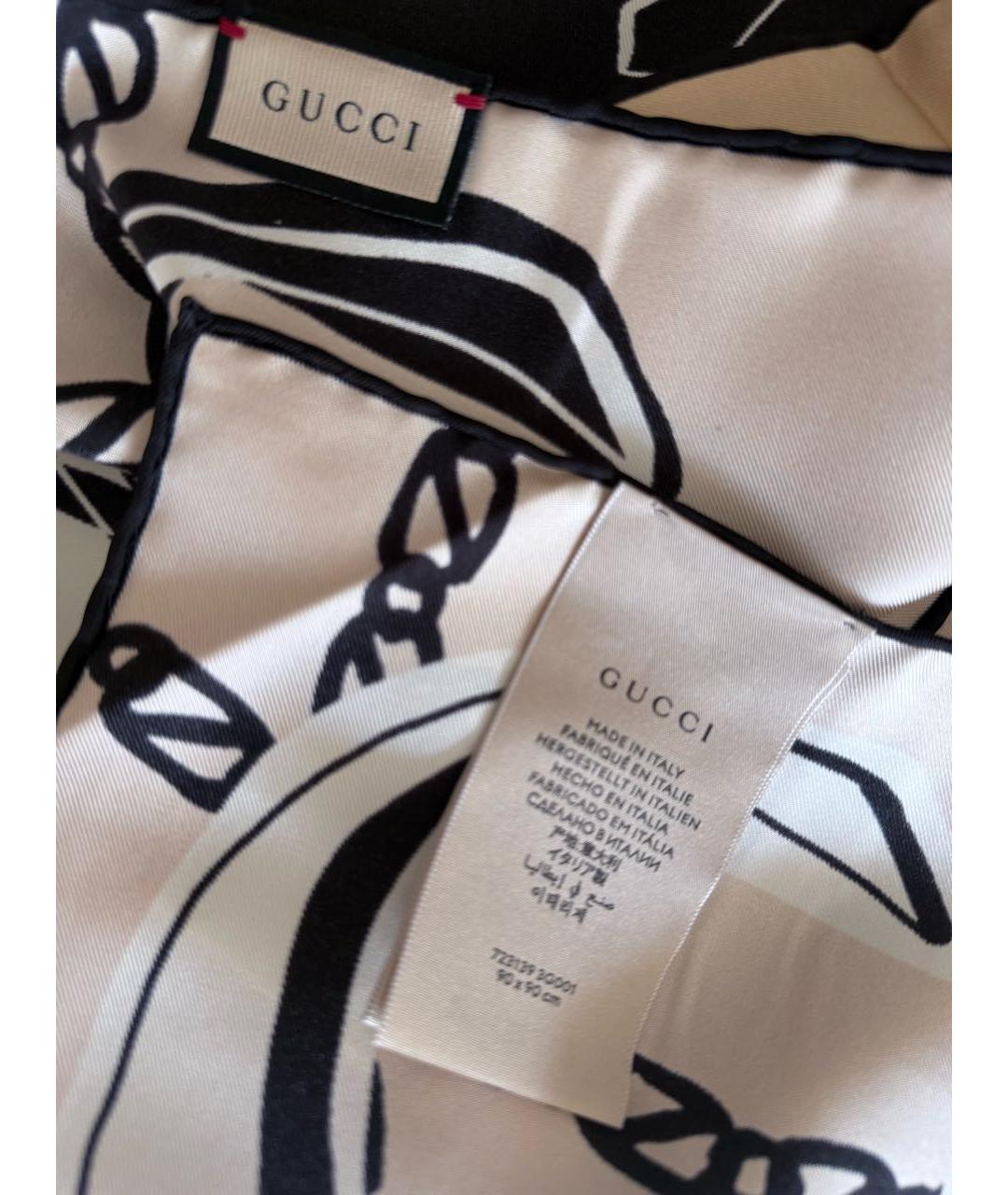 GUCCI Бежевый шелковый платок, фото 4