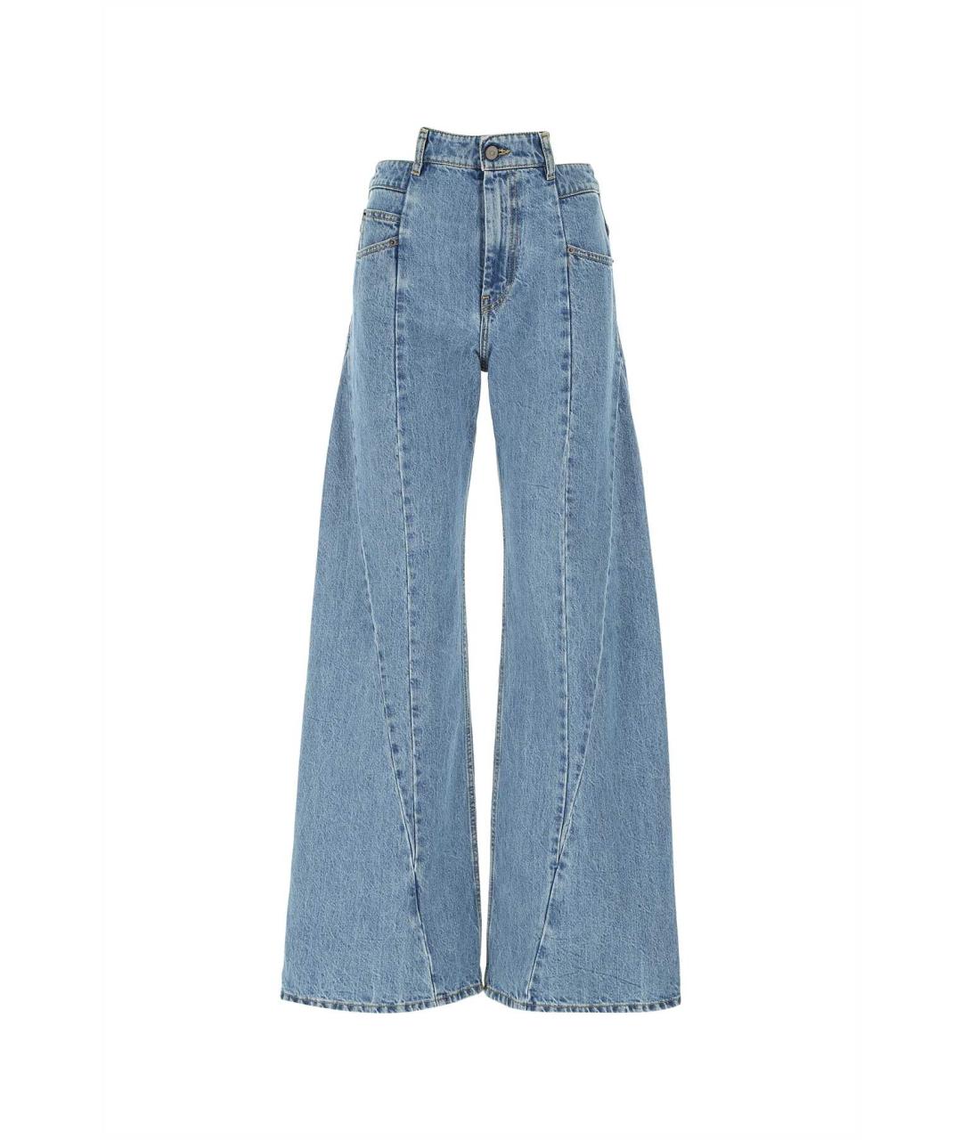 MAISON MARGIELA Голубые хлопковые прямые джинсы, фото 1