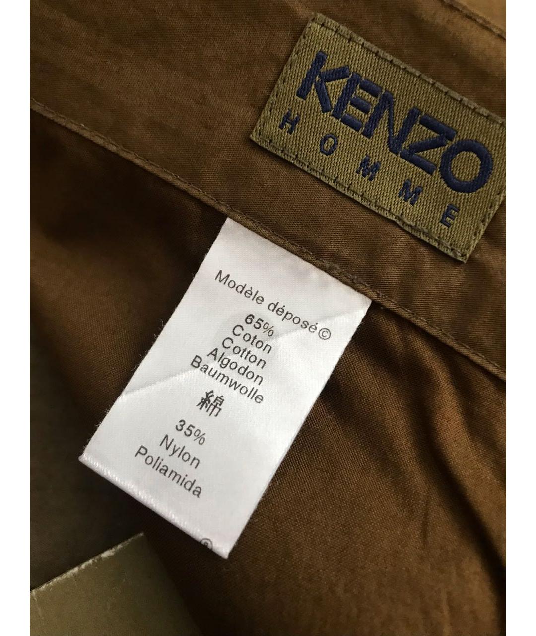 KENZO Горчичные хлопковые повседневные брюки, фото 6