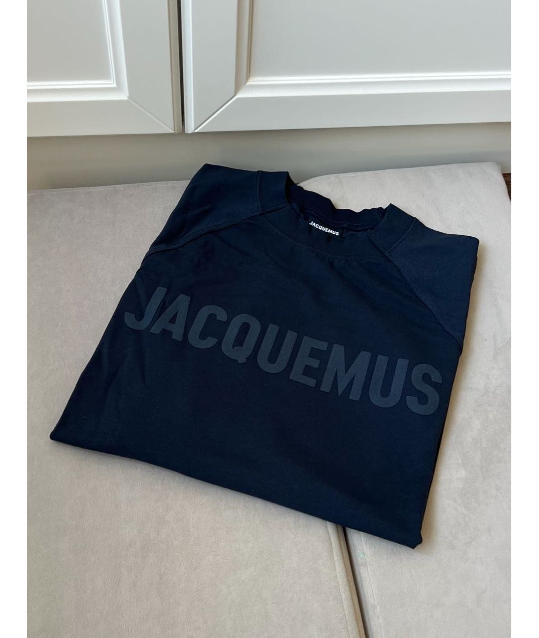 JACQUEMUS Темно-синяя хлопковая футболка, фото 3