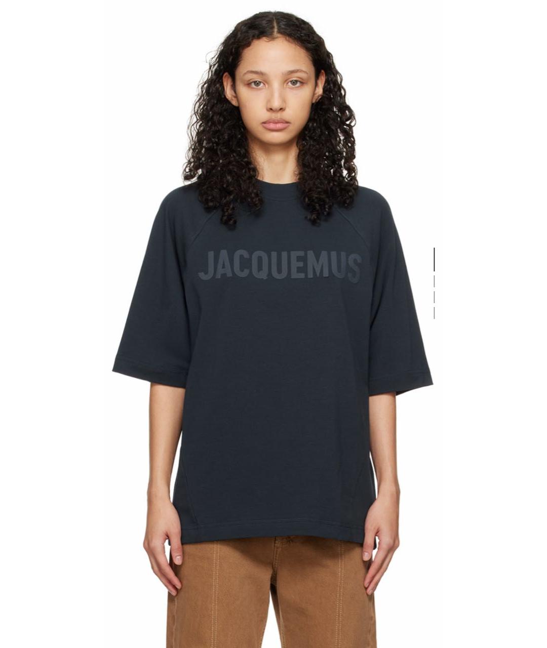 JACQUEMUS Темно-синяя хлопковая футболка, фото 2