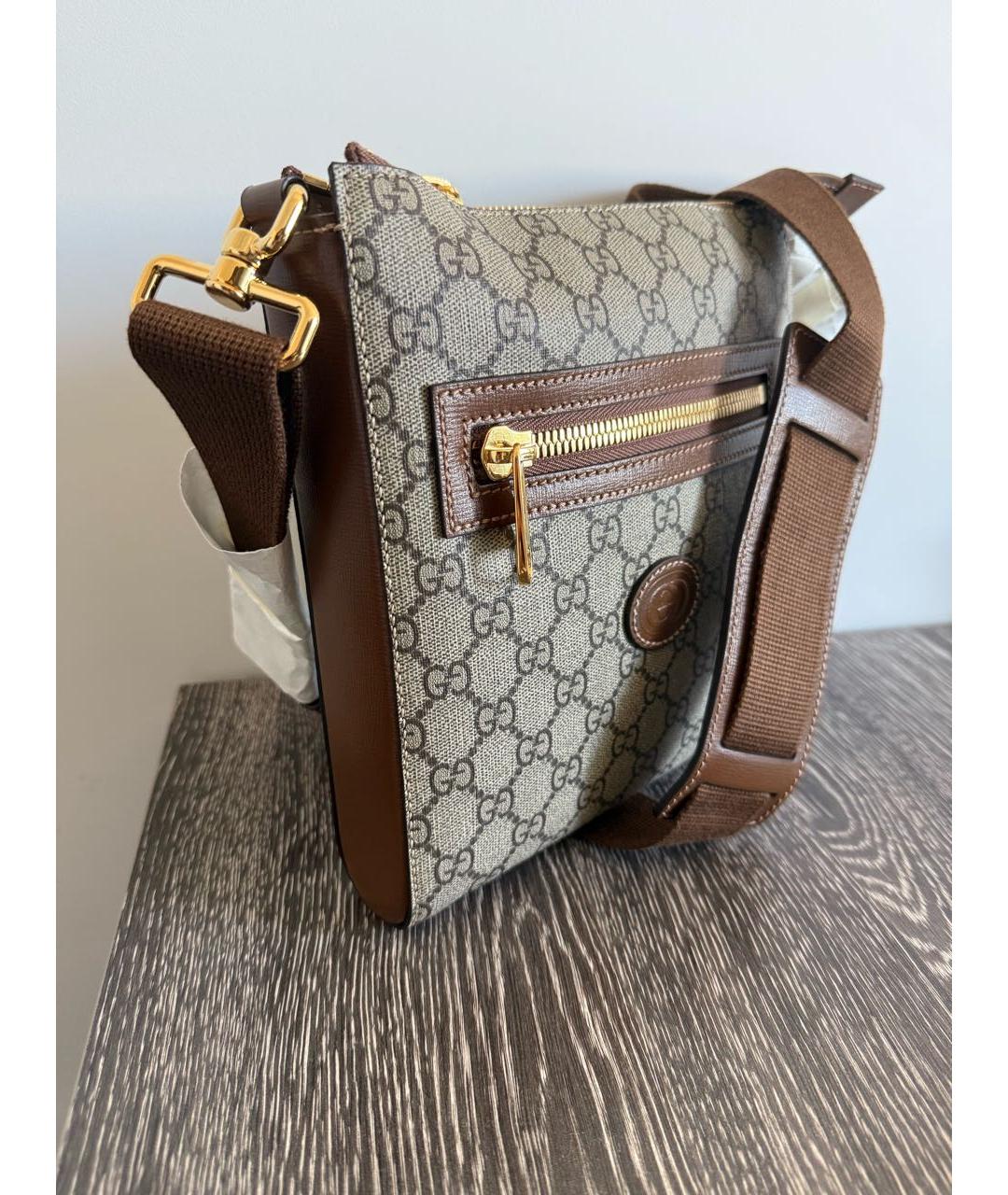 GUCCI Бежевая кожаная сумка на плечо, фото 2