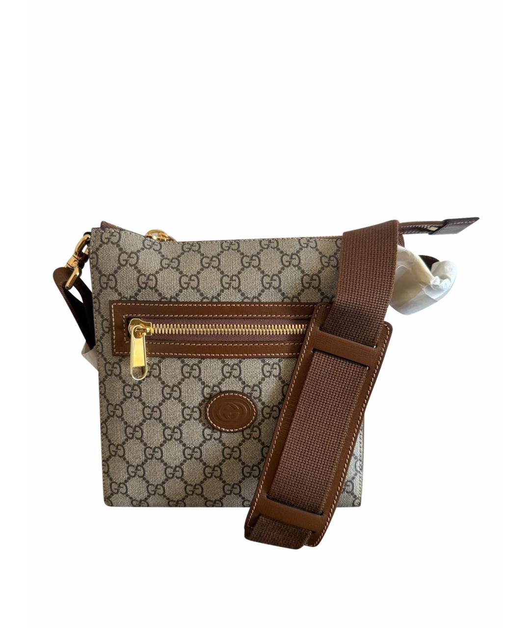 GUCCI Бежевая кожаная сумка на плечо, фото 1