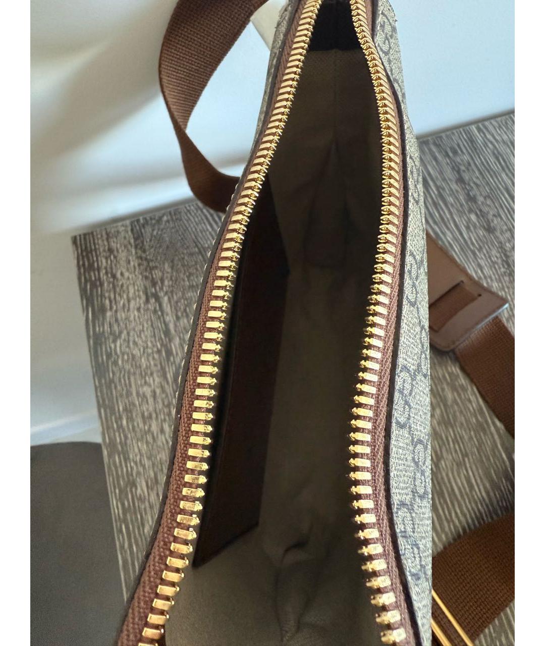 GUCCI Бежевая кожаная сумка на плечо, фото 4