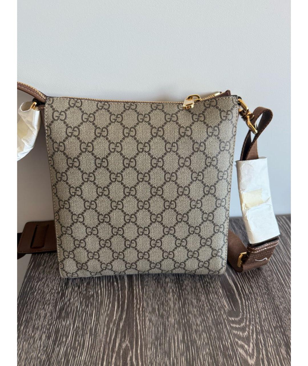 GUCCI Бежевая кожаная сумка на плечо, фото 3