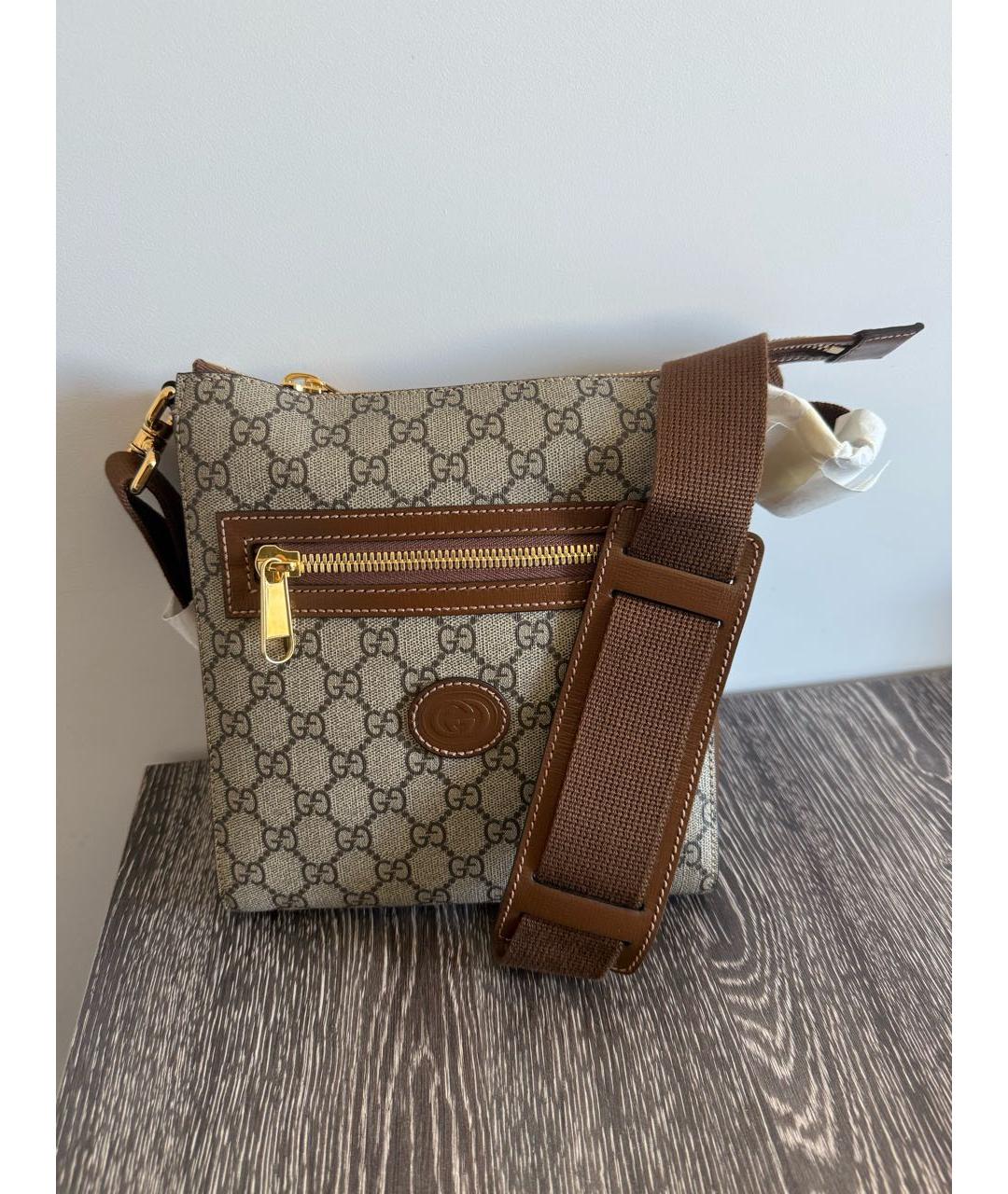 GUCCI Бежевая кожаная сумка на плечо, фото 7