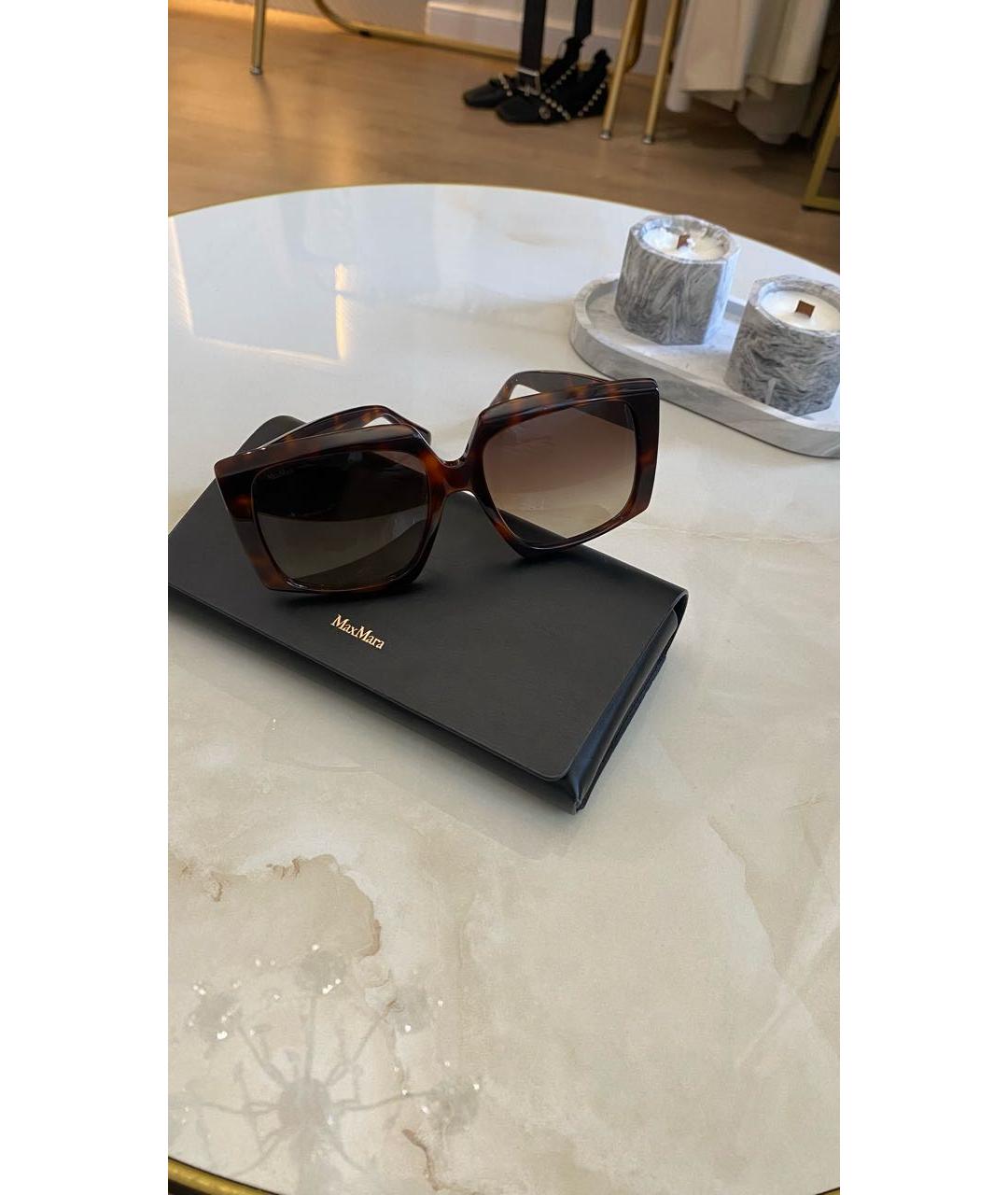 MAX MARA Коричневые пластиковые солнцезащитные очки, фото 4