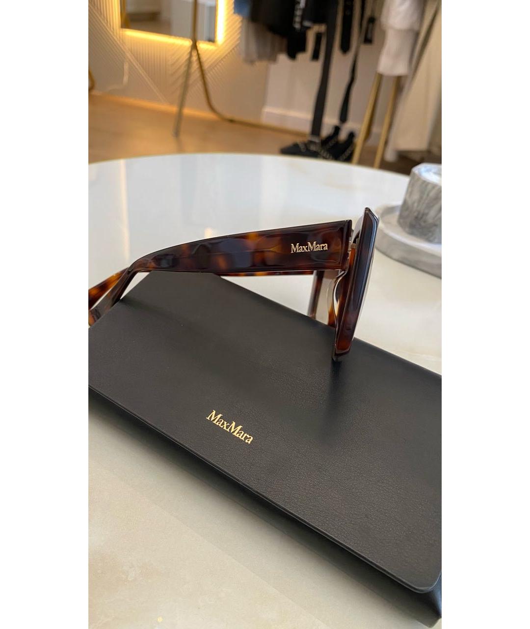 MAX MARA Коричневые пластиковые солнцезащитные очки, фото 2