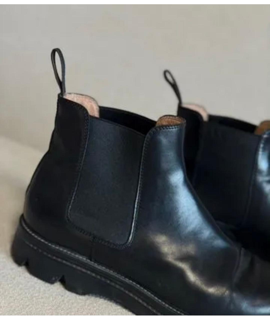SANTONI Черные кожаные полусапоги, фото 4