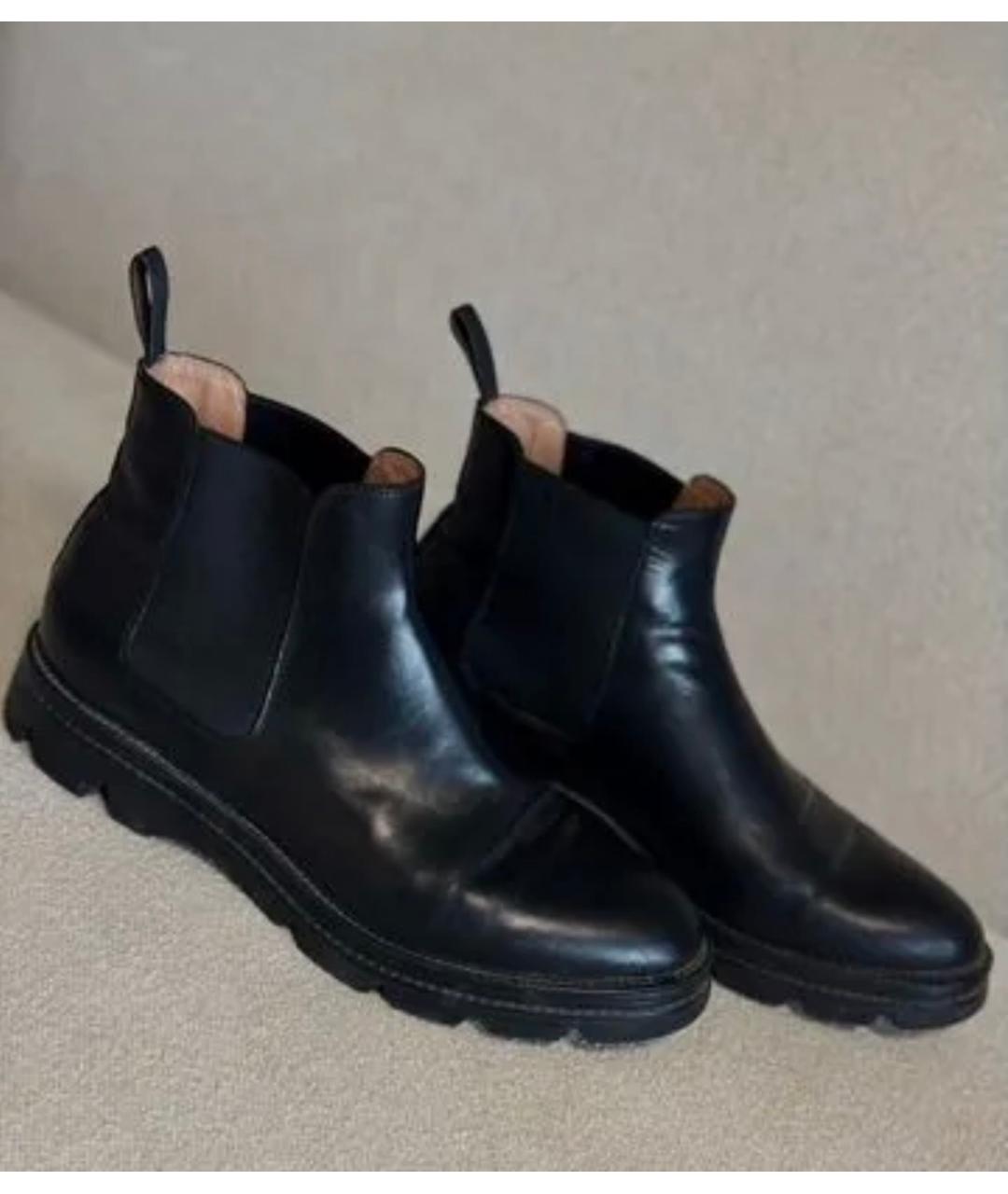 SANTONI Черные кожаные полусапоги, фото 6