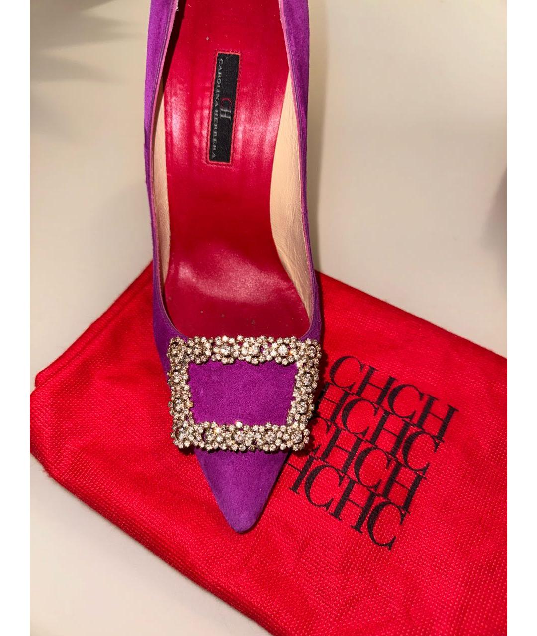 CAROLINA HERRERA Фиолетовые замшевые туфли, фото 7