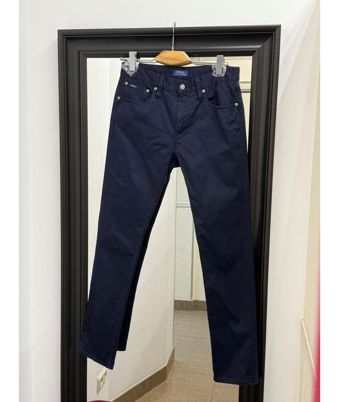 POLO RALPH LAUREN Синие хлопко-эластановые прямые джинсы, фото 10