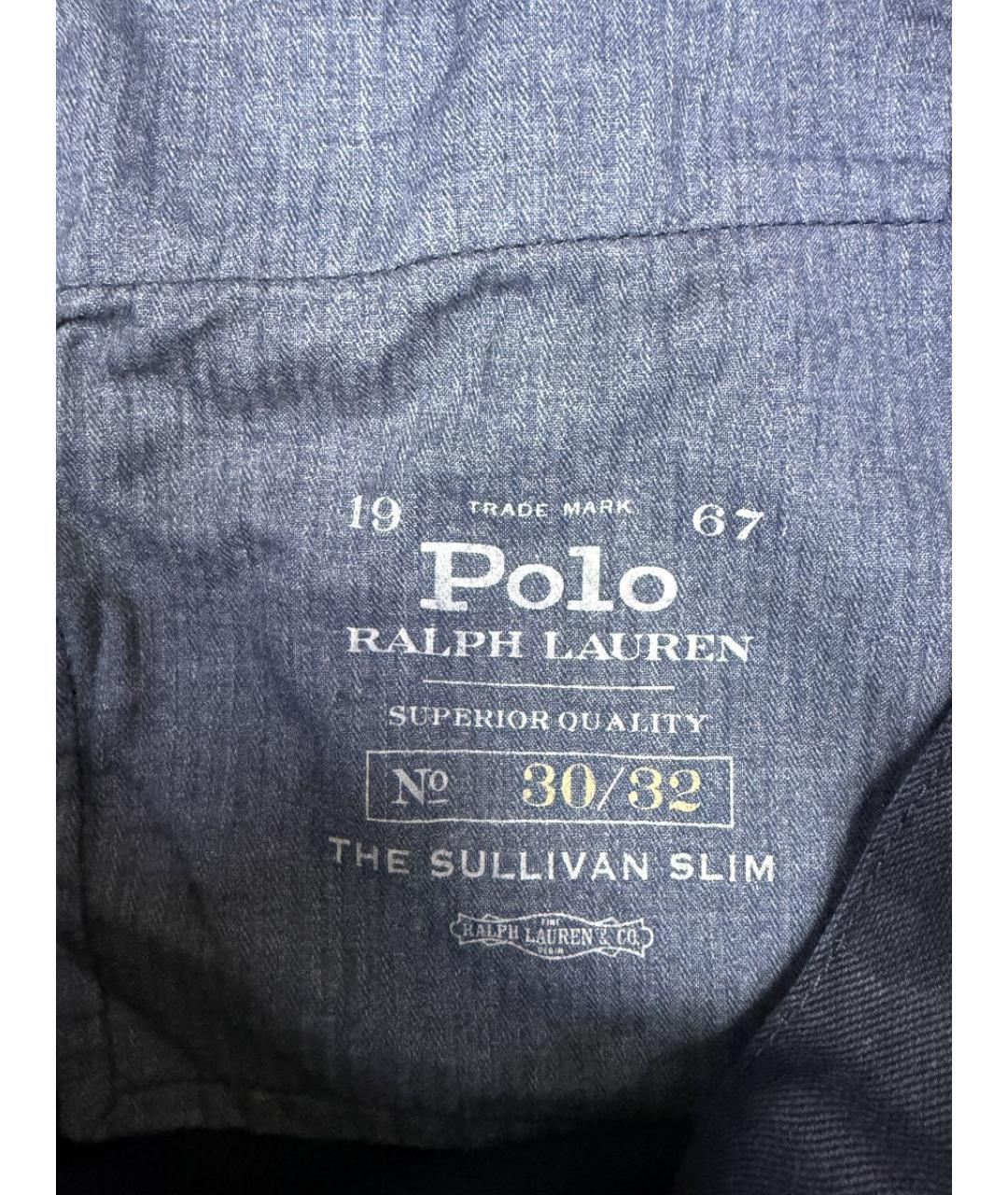 POLO RALPH LAUREN Синие хлопко-эластановые прямые джинсы, фото 4