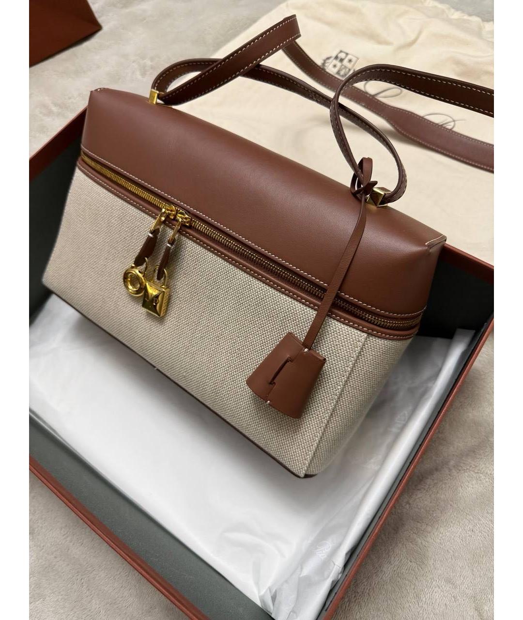 LORO PIANA Бежевая тканевая сумка через плечо, фото 2