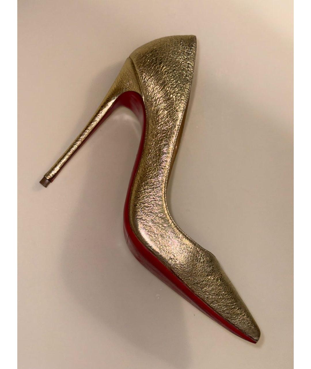 CHRISTIAN LOUBOUTIN Золотые кожаные туфли, фото 8