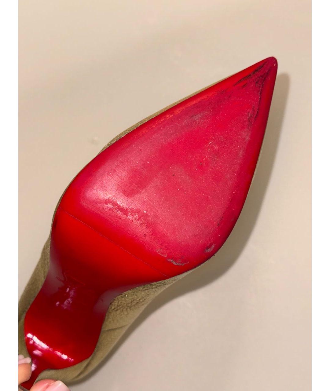 CHRISTIAN LOUBOUTIN Золотые кожаные туфли, фото 7