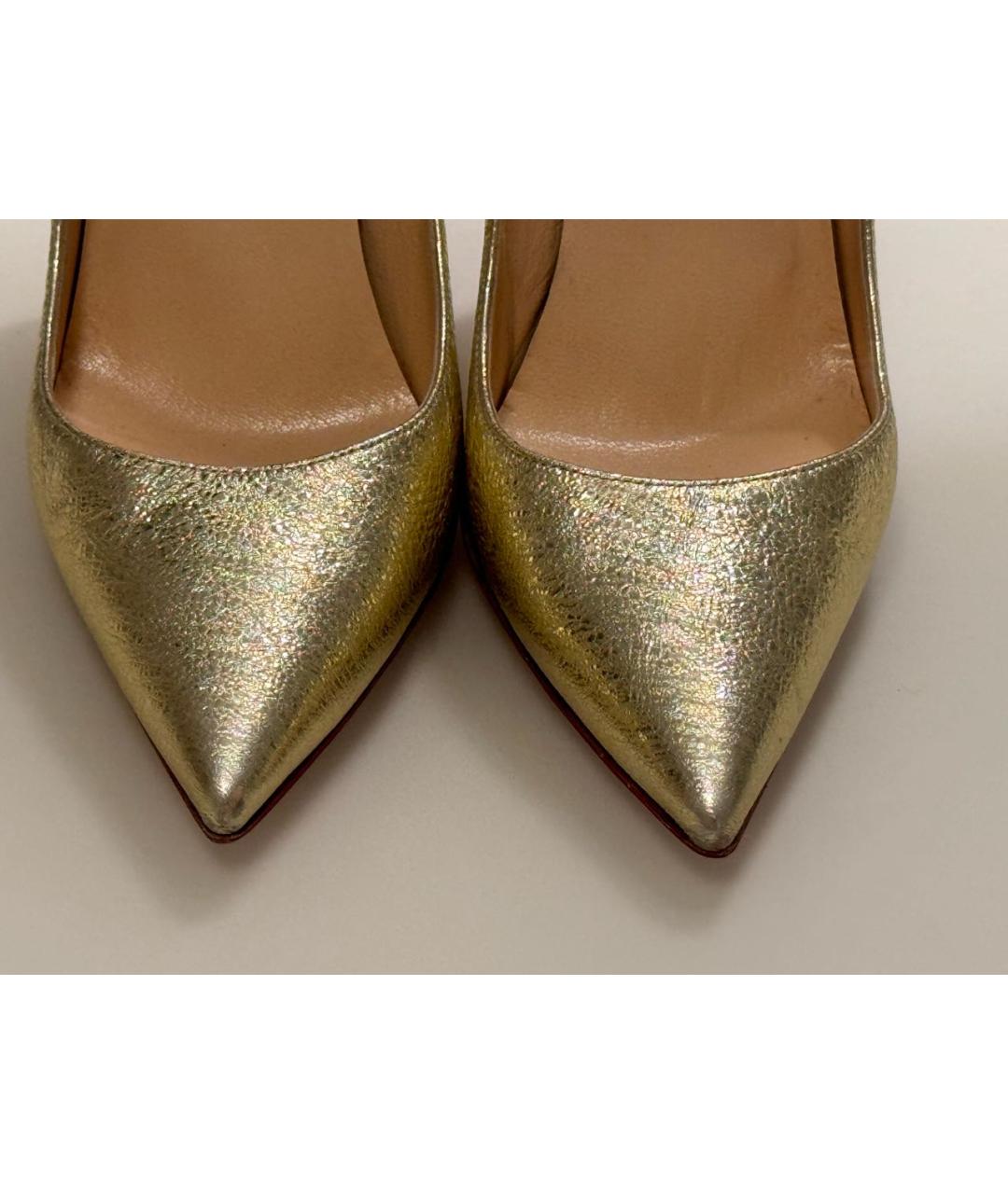 CHRISTIAN LOUBOUTIN Золотые кожаные туфли, фото 5