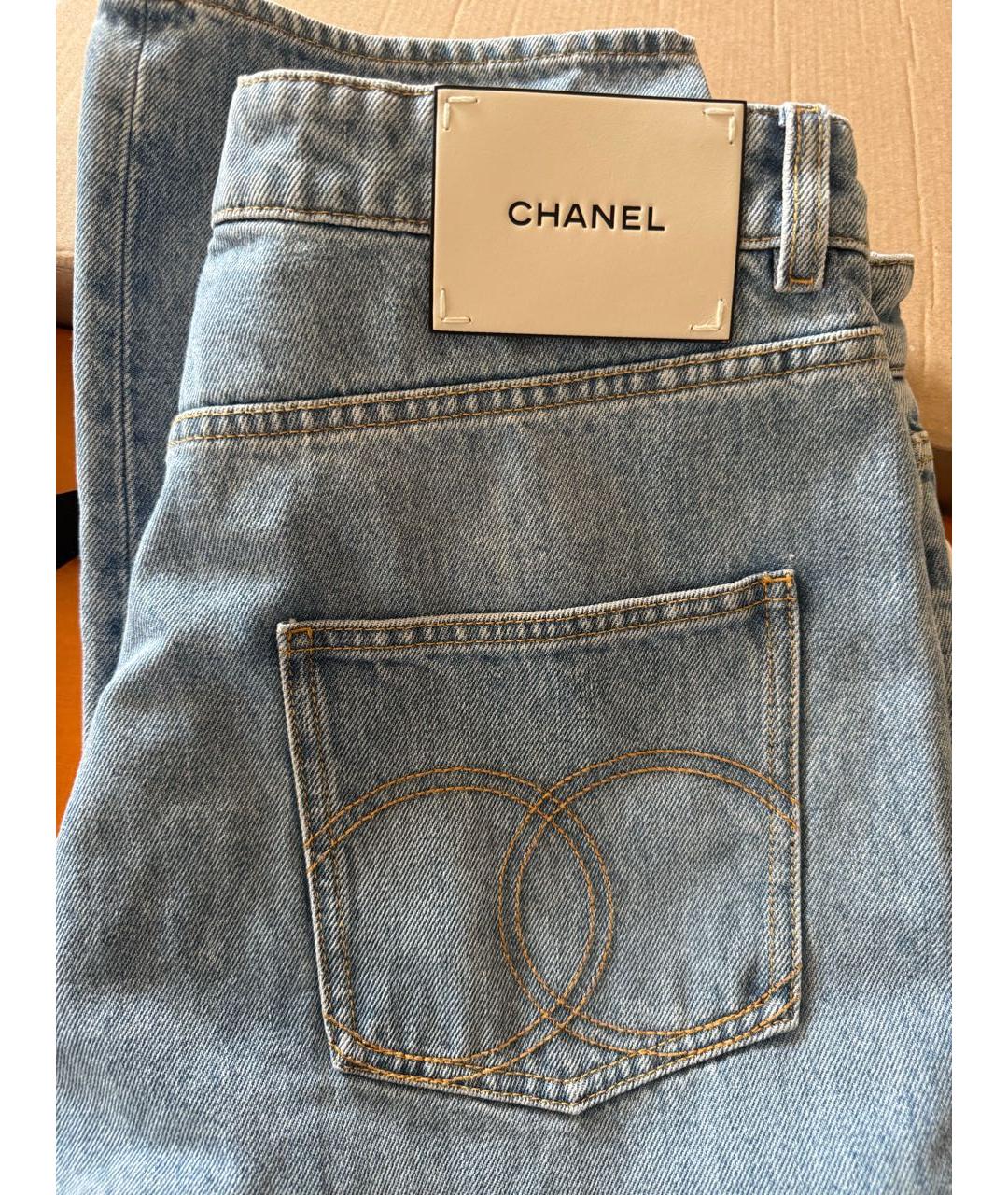 CHANEL Голубые хлопковые прямые джинсы, фото 5