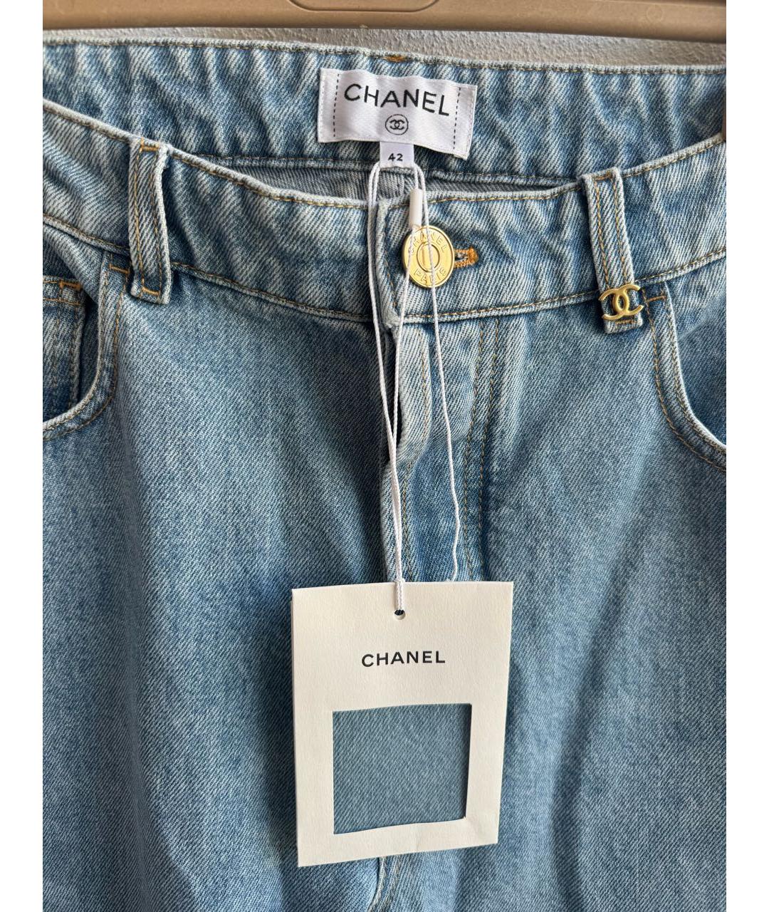 CHANEL Голубые хлопковые прямые джинсы, фото 3