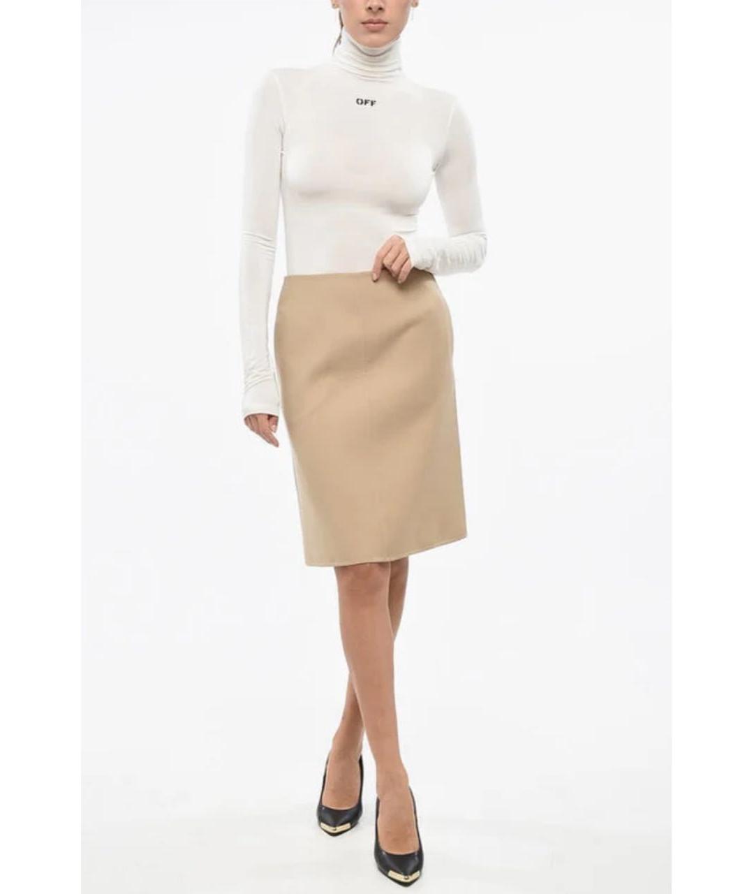 CHRISTIAN DIOR Бежевая шерстяная юбка мини, фото 5