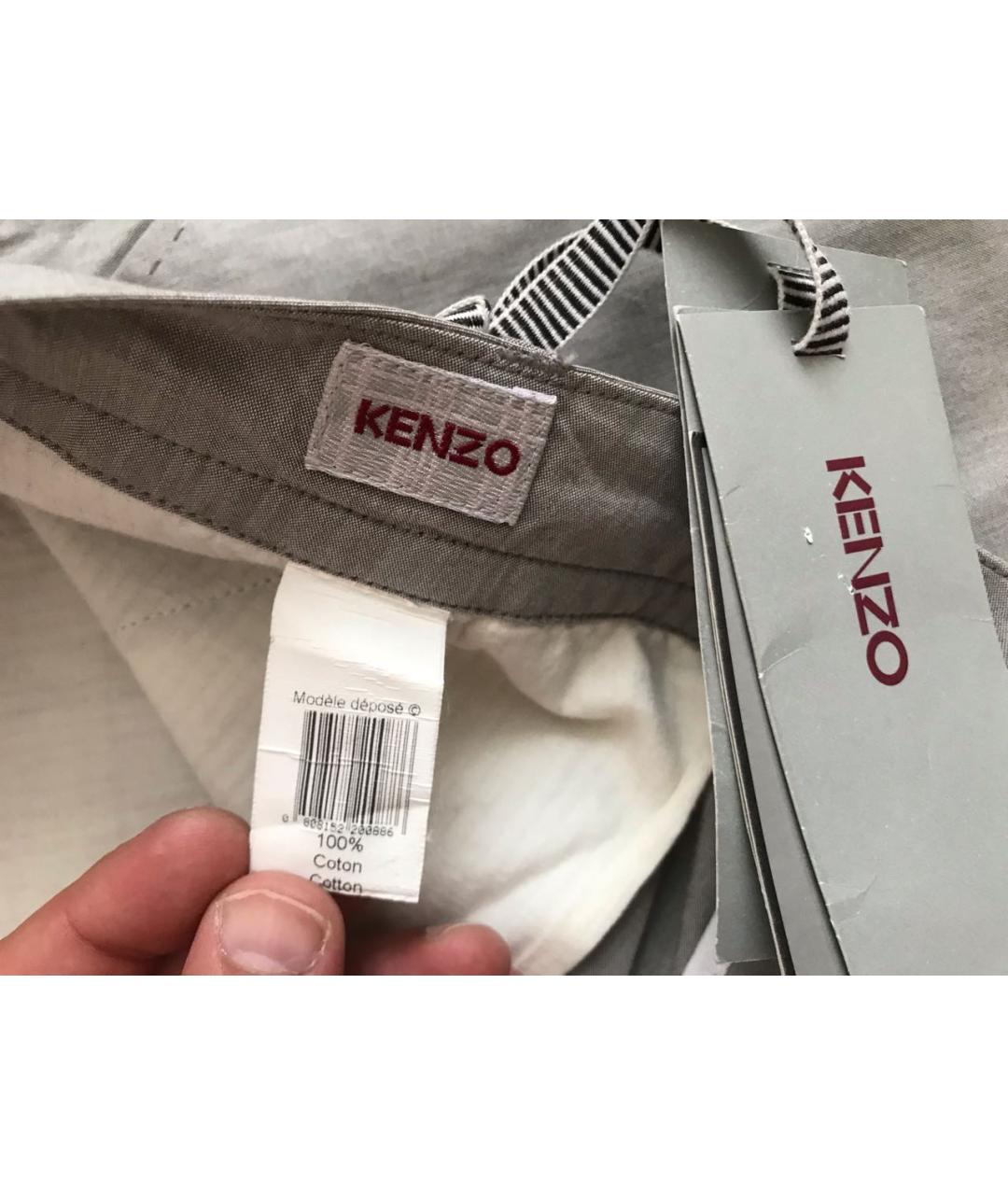 KENZO Серые хлопковые повседневные брюки, фото 4