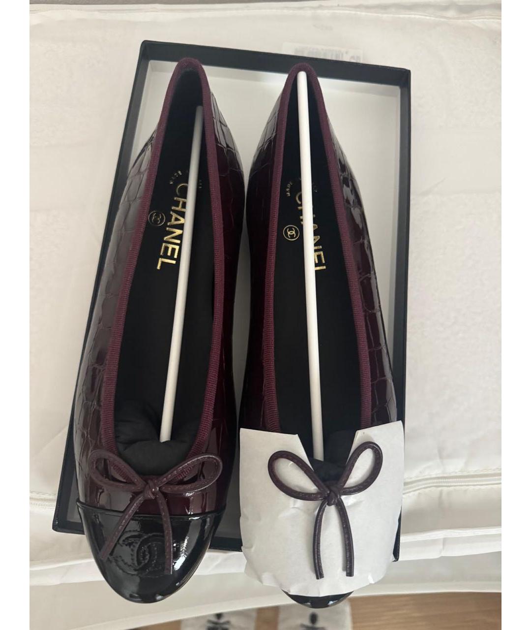 CHANEL Бордовые кожаные балетки, фото 4