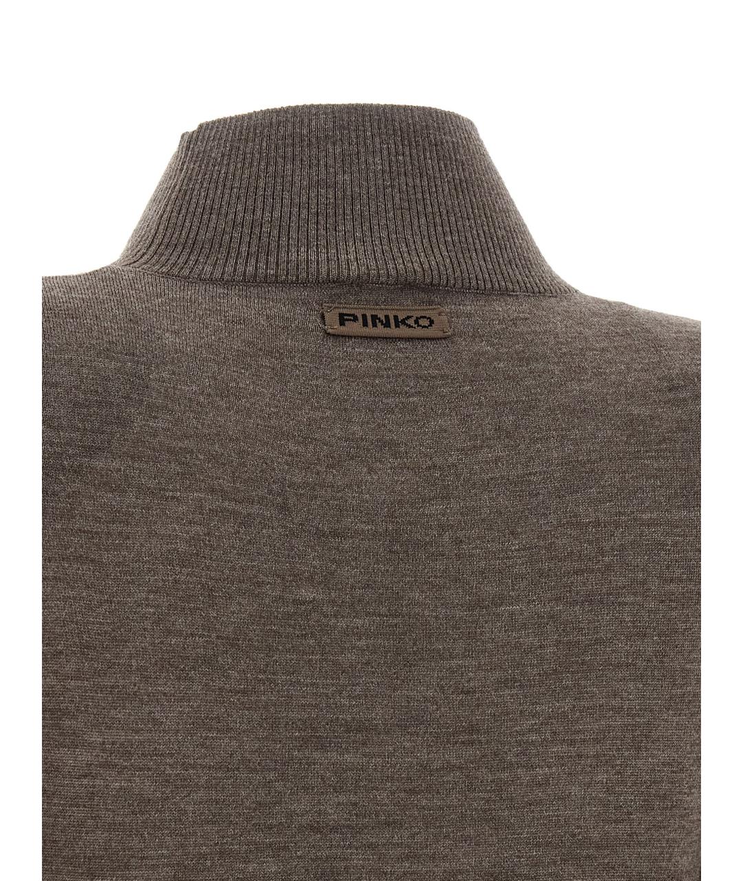 PINKO Бежевое шерстяное повседневное платье, фото 4