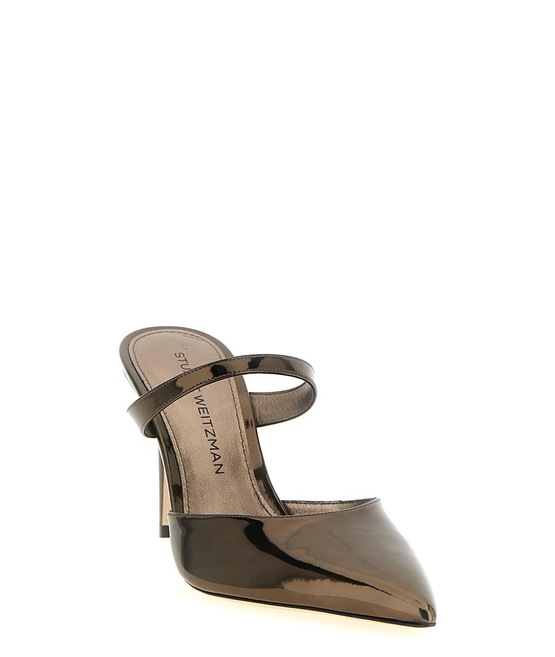 STUART WEITZMAN Коричневые мюли из лакированной кожи, фото 2