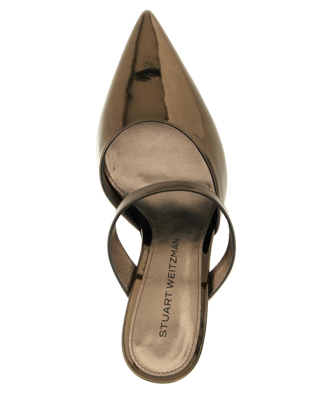 STUART WEITZMAN Коричневые мюли из лакированной кожи, фото 4