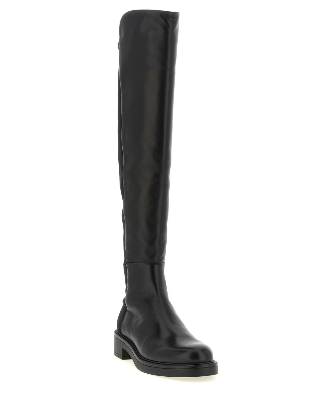 STUART WEITZMAN Черные кожаные ботфорты, фото 2