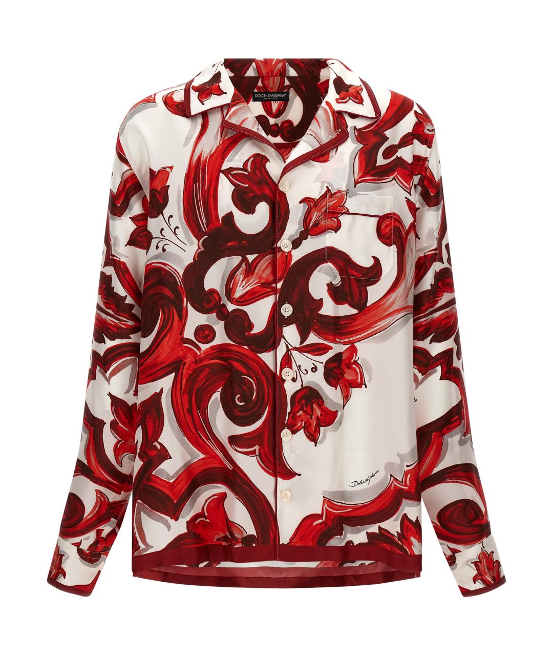 DOLCE&GABBANA Красная шелковая кэжуал рубашка, фото 1
