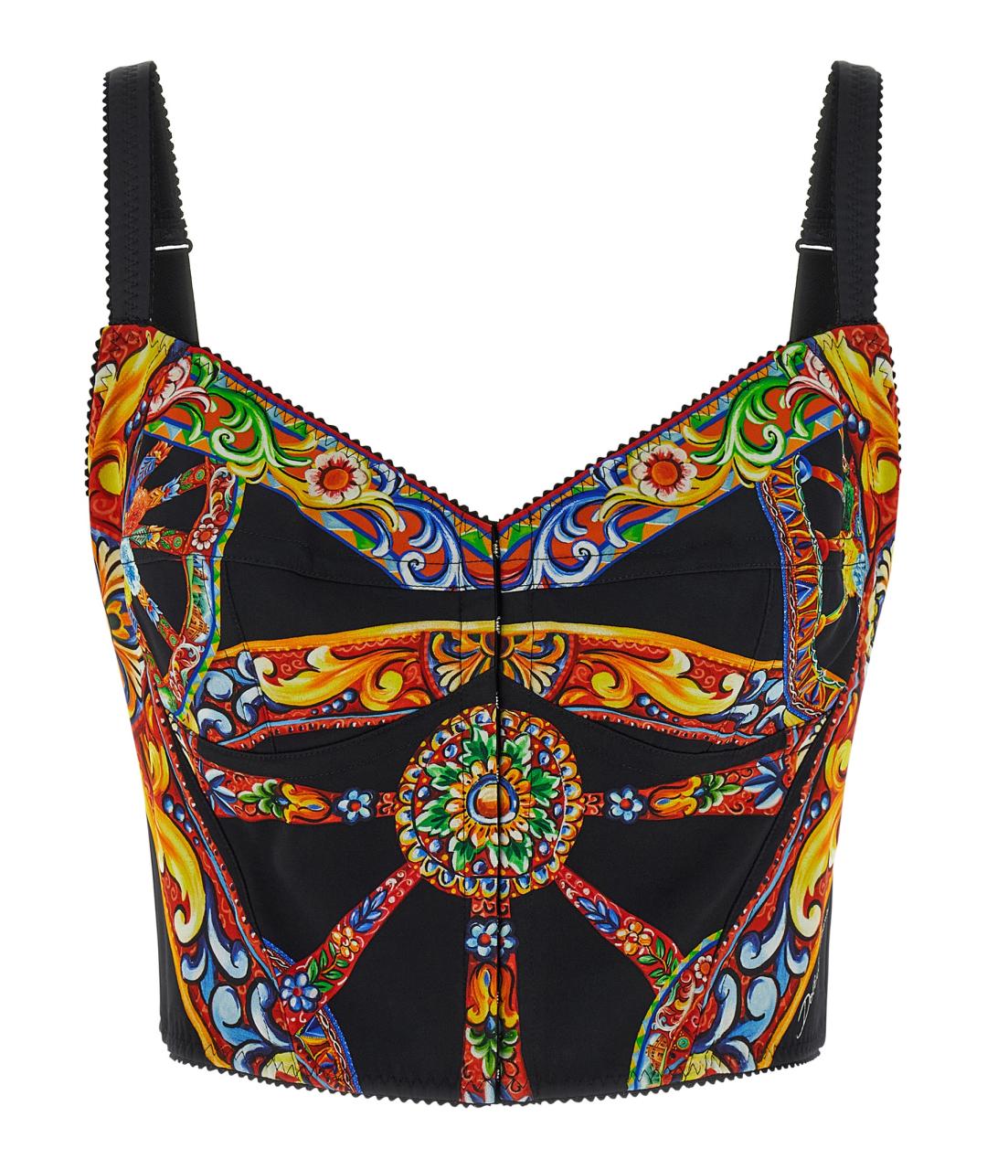 DOLCE&GABBANA Мульти шелковая майка, фото 1