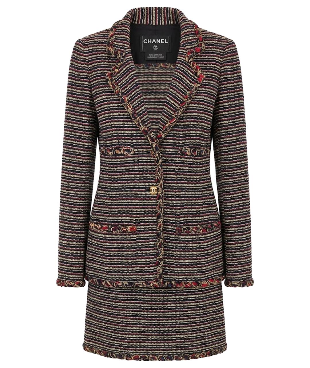CHANEL Темно-синий твидовый костюм с юбками, фото 1