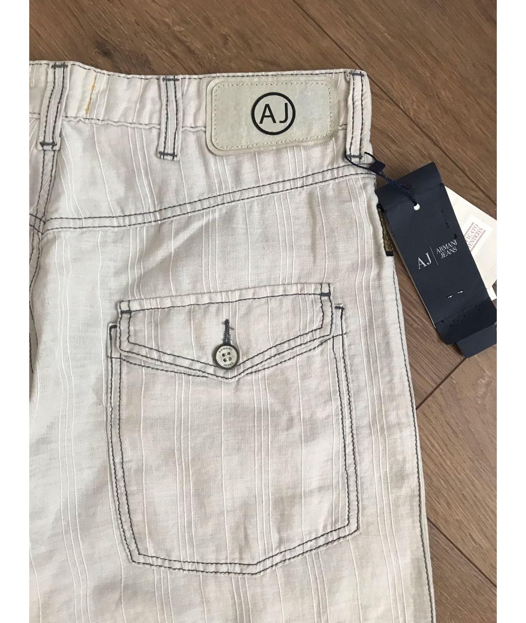 ARMANI JEANS Бежевые льняные повседневные брюки, фото 6