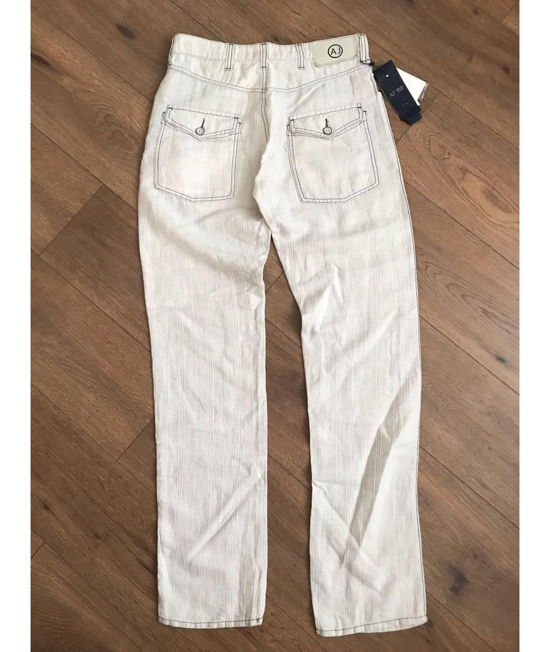 ARMANI JEANS Бежевые льняные повседневные брюки, фото 5