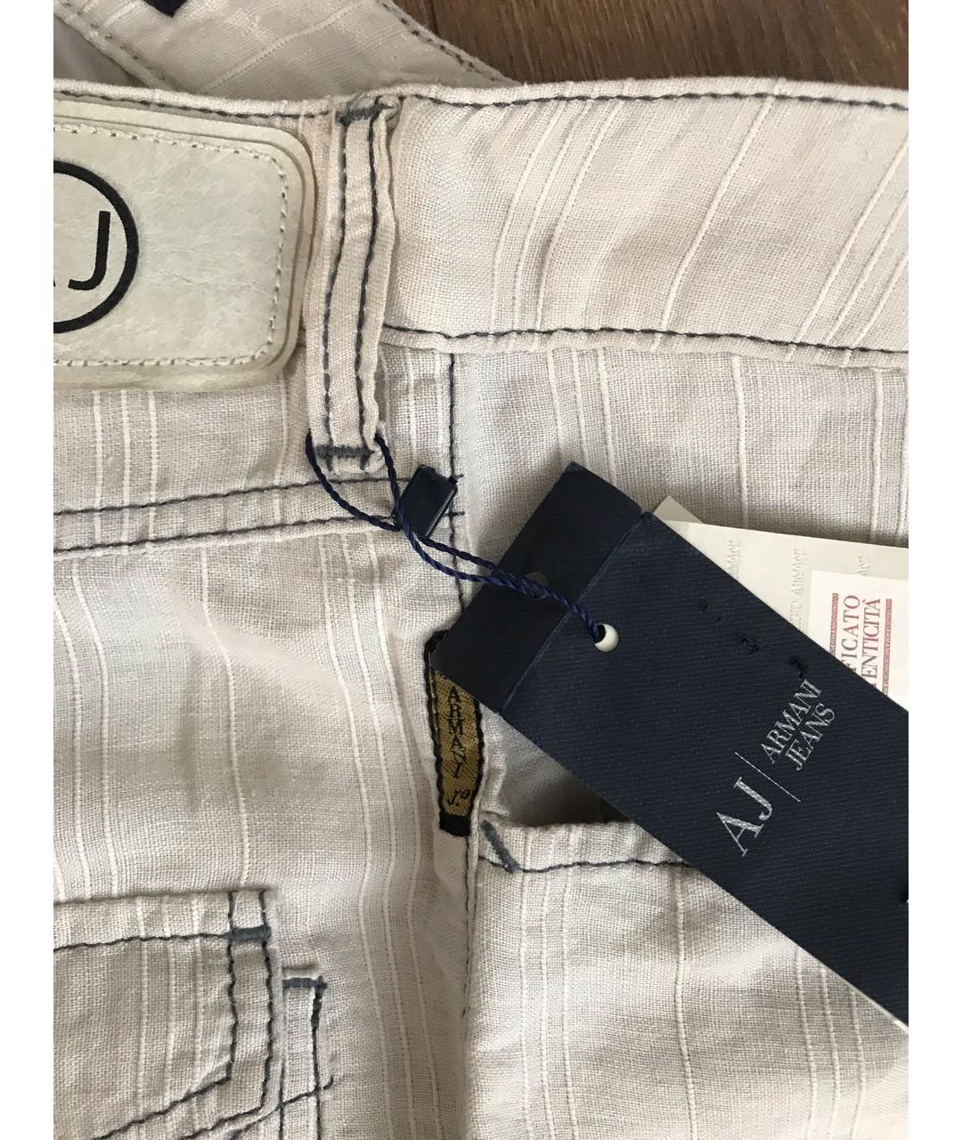 ARMANI JEANS Бежевые льняные повседневные брюки, фото 8